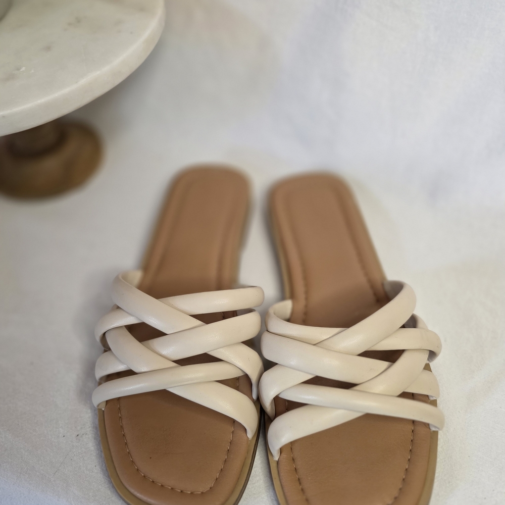 a new day Braided Slide Sandals in Cream